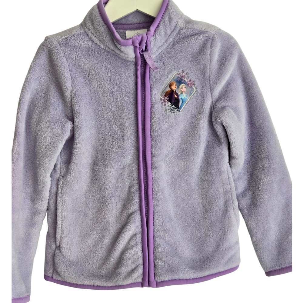 Disney‎ Frozen Elsa Anna Fleece Jacket Girls Size 4 Purple Full Zip